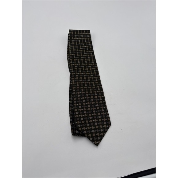 Other - Milano Uomo 100% Imported Silk Tie Made In USA Green W/Brown Dots Classic Length